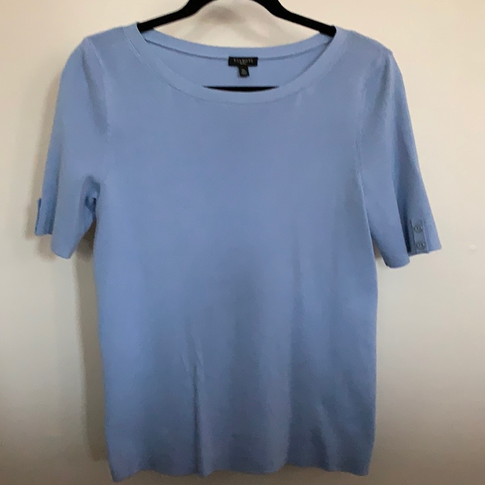 Talbots petite blue cotton rayon sweater.